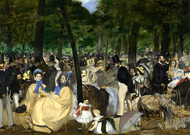Elegant Crowd in a Park Painting