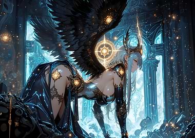Winged Anime Girl in Fantasy Setting