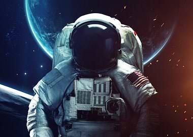 Astronaut in Space with Earth View