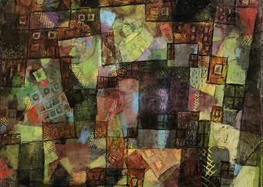 Paul Klee Abstract Geometric Painting with Earth Tones