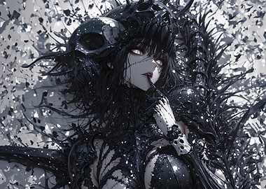 Dark Anime Girl with Skull Adornments