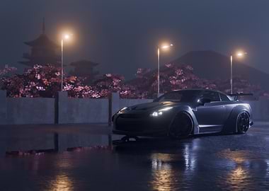 Nissan GT-R in Japan at Night