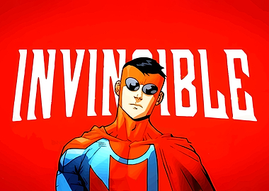 Invincible character portrait with logo