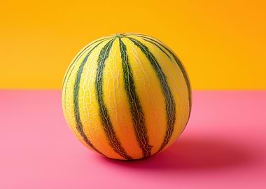 Striped Melon on Pink and Yellow