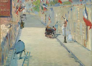 Street Decorated with Flags, Painting