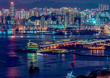 hong kong cityscape at night