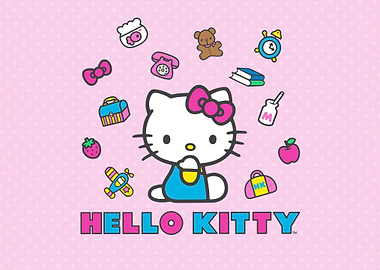 Hello Kitty Surrounded by Objects
