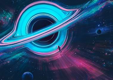 Astronaut and Black Hole in Space