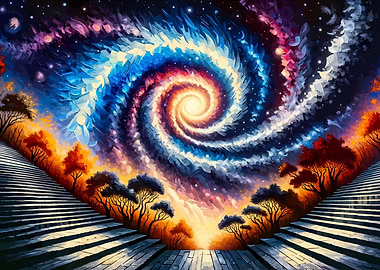 Stairway to Cosmic Galaxy Painting
