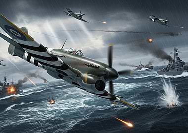 World War II Aircraft Battle Scene