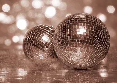 Two Disco Balls with Bokeh Background