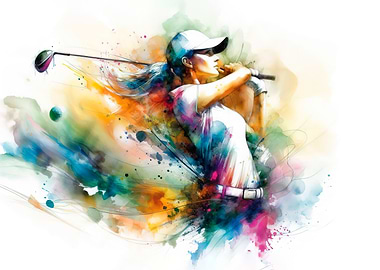 Watercolor Golf Swing Art