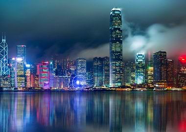 hong kong skyline at night