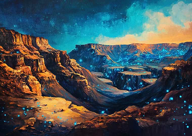 Glowing Canyon Landscape Painting