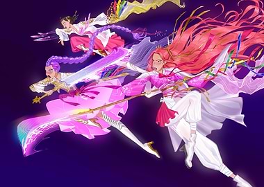 Vibrant K-Pop Demon Hunter Squad