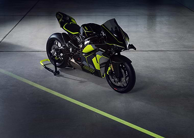 Black and Yellow Sport Motorcycle