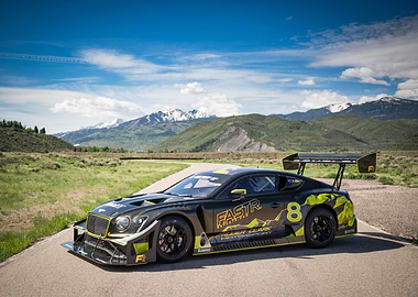 Black Race Car on Mountain Road