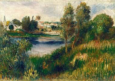 Impressionist River Landscape Painting