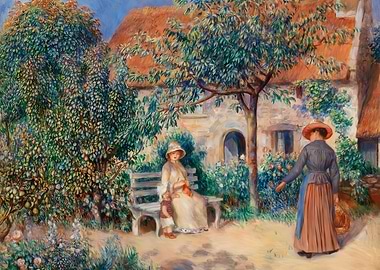 Impressionist Garden Scene with Figures
