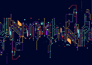 Colorful Circuit Board Abstract Design