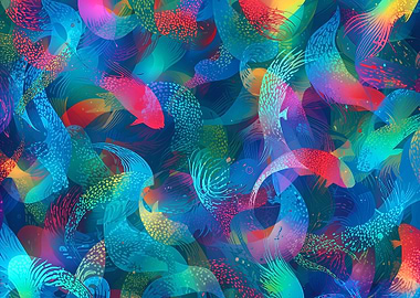 Abstract Colorful Fish Pattern