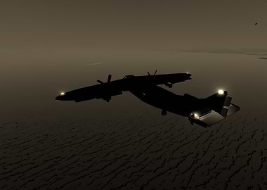 Silhouette of a Large Airplane