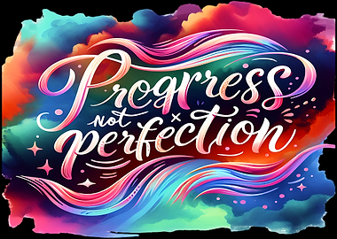 Progress Not Perfection Colorful Art
