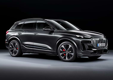 Gray Audi SQ6 e-tron studio shot