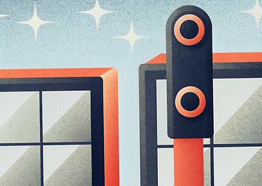 Retro Cityscape with Geometric Buildings