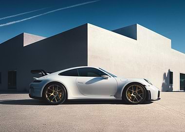 White Porsche GT3 RS Modern Setting