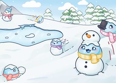 Slime Snowmen Winter Scene