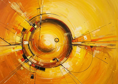 Abstract Yellow and Orange Circular Painting