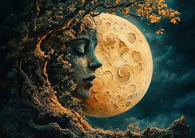 Tree Spirit with Moonlit Background