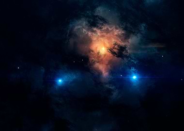 nebula with blue stars