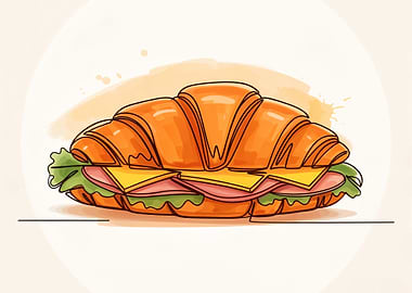 Croissant Sandwich Illustration