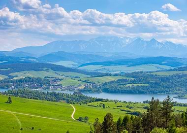 Scenic Mountain Landscape with Lake, Poland