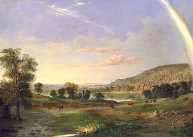 Pastoral Landscape with Rainbow Painting
