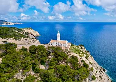 Lighthouse on a Cliff by the Sea