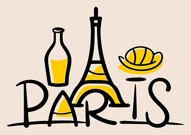 Paris Illustration with Eiffel Tower