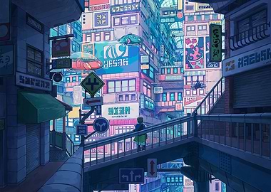 Futuristic Cityscape with Flying Cars