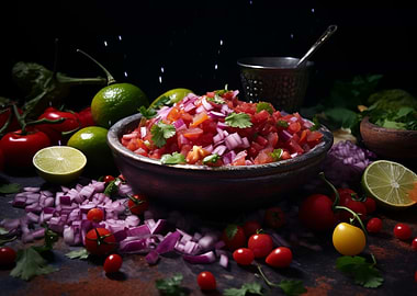 Fresh Salsa Bowl with Ingredients