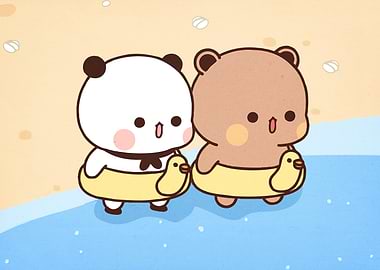 Cute Bears Duck Floats Beach