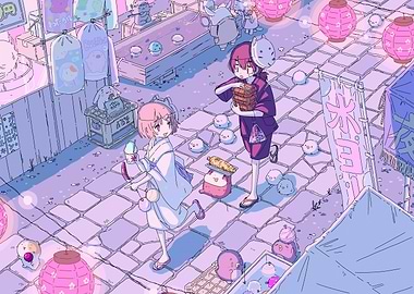 Anime Girls at Japanese Festival