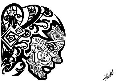 Abstract Black and White Face Art