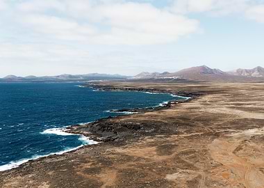 Coastal Landscape with Mountains and Ocean