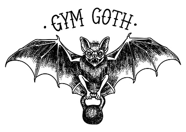 Gym Goth Bat Kettlebell Illustration