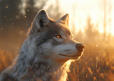 Wolf Portrait in Golden Light