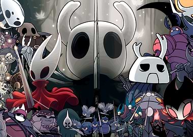 Hollow Knight characters group illustration