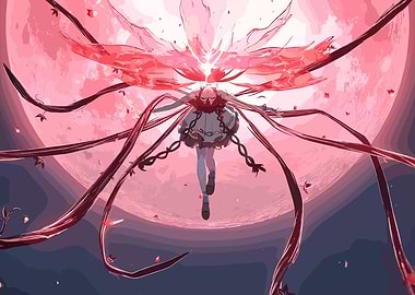 Game Girl with Floral Wings and Vines