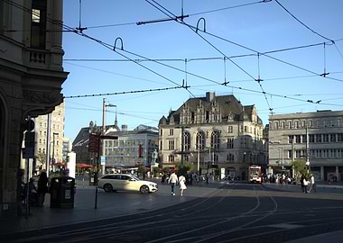 City Square with Buildings and Tram